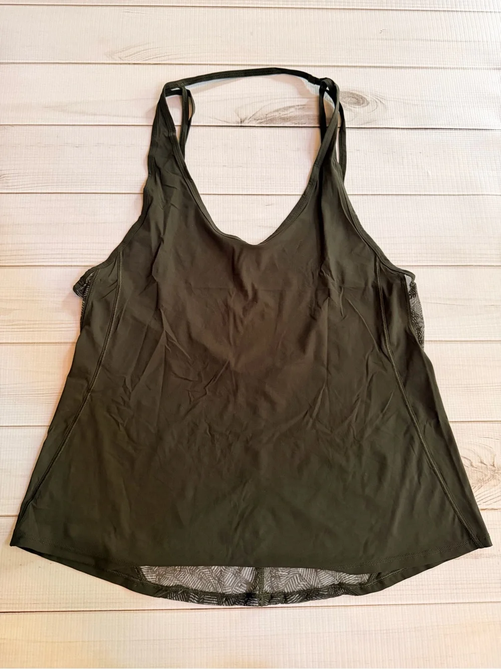 Lululemon Olive Green Mesh Overlay Tank Top